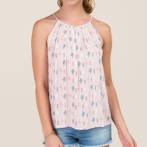 Francesca's Pink Cactus Tank Med - NEW with tags